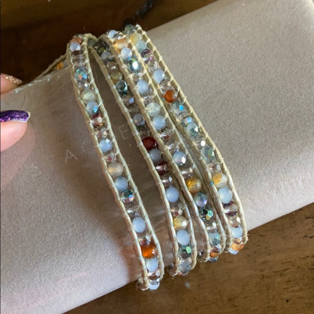 Chan luu wrap silver mixed bead bracelet